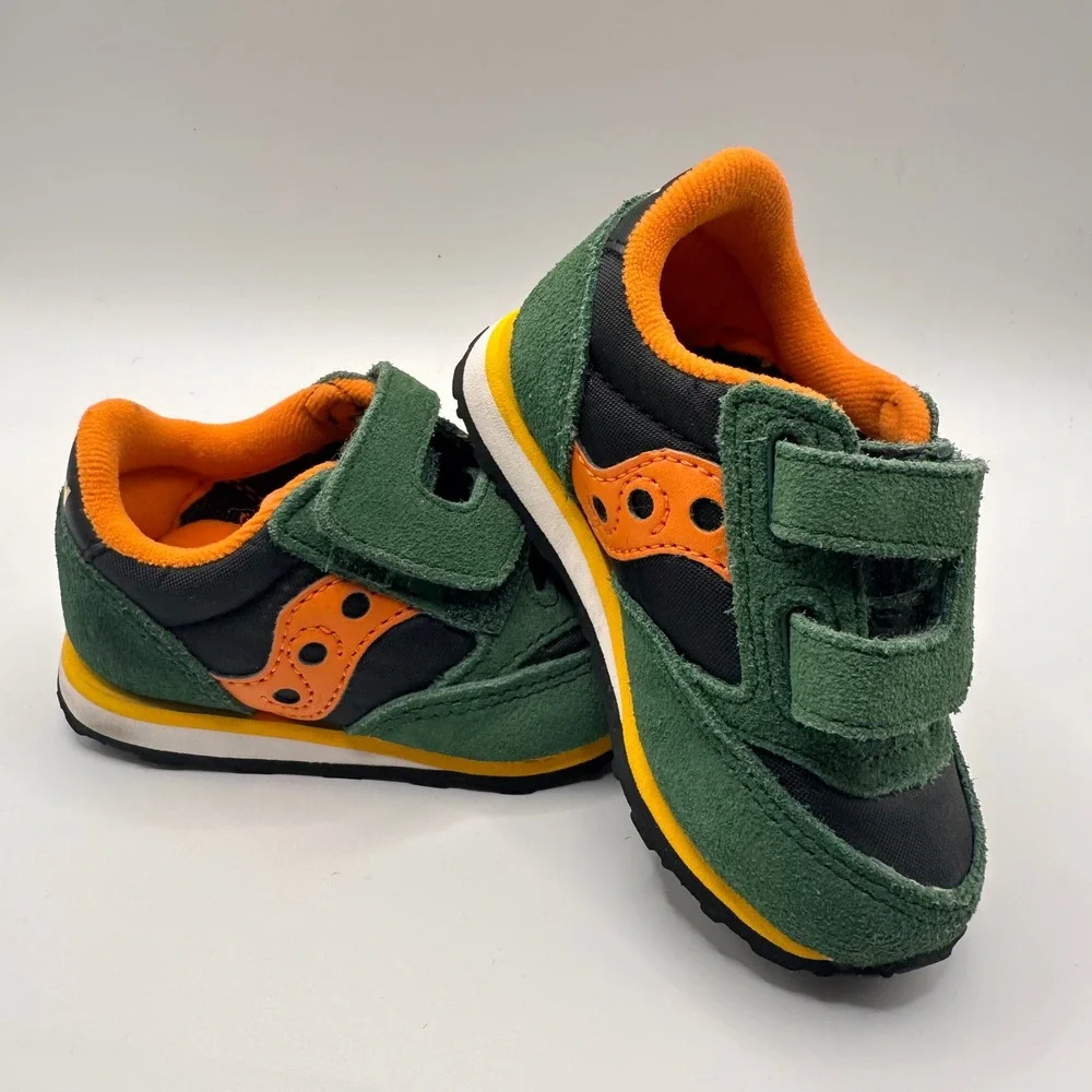 Saucony Jazz Low Pro Toddler Shoes Size 4M Green Orange Black SL265488 Sneaker